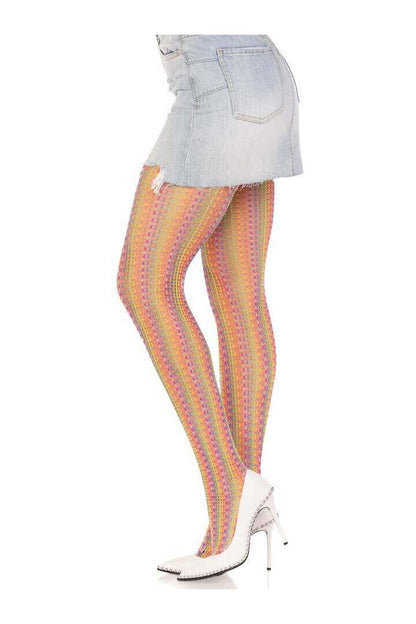 Leg Avenue Acadia Rainbow Net Tights Rainbow in One Size 2