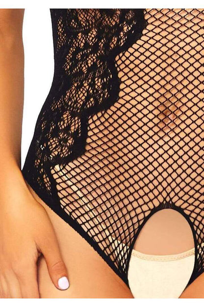 Leg Avenue Afterglow Lace Halter Teddy Black in One Size 6