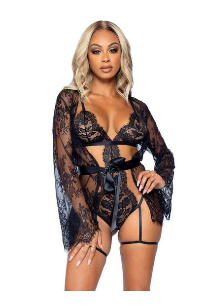 Leg Avenue All Romance Lace Teddy & Robe Set 7