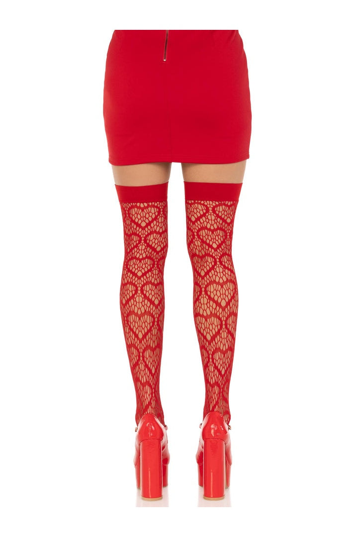 Leg Avenue Amore Heart Net Thigh Highs in One Size  6