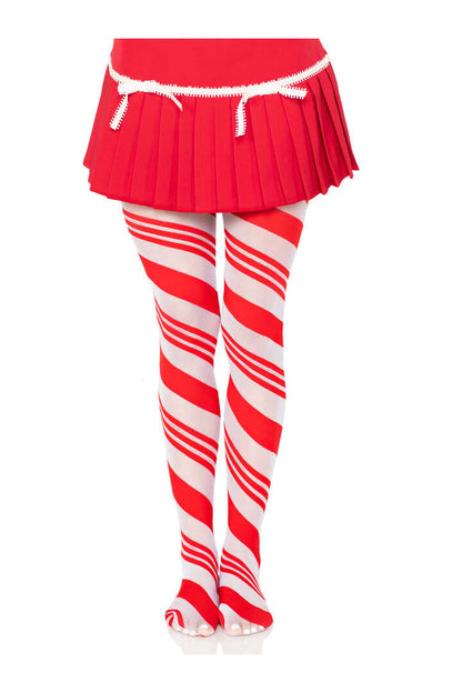 Leg Avenue Arya Sheer Candy Striped Tights Red/White in One Size