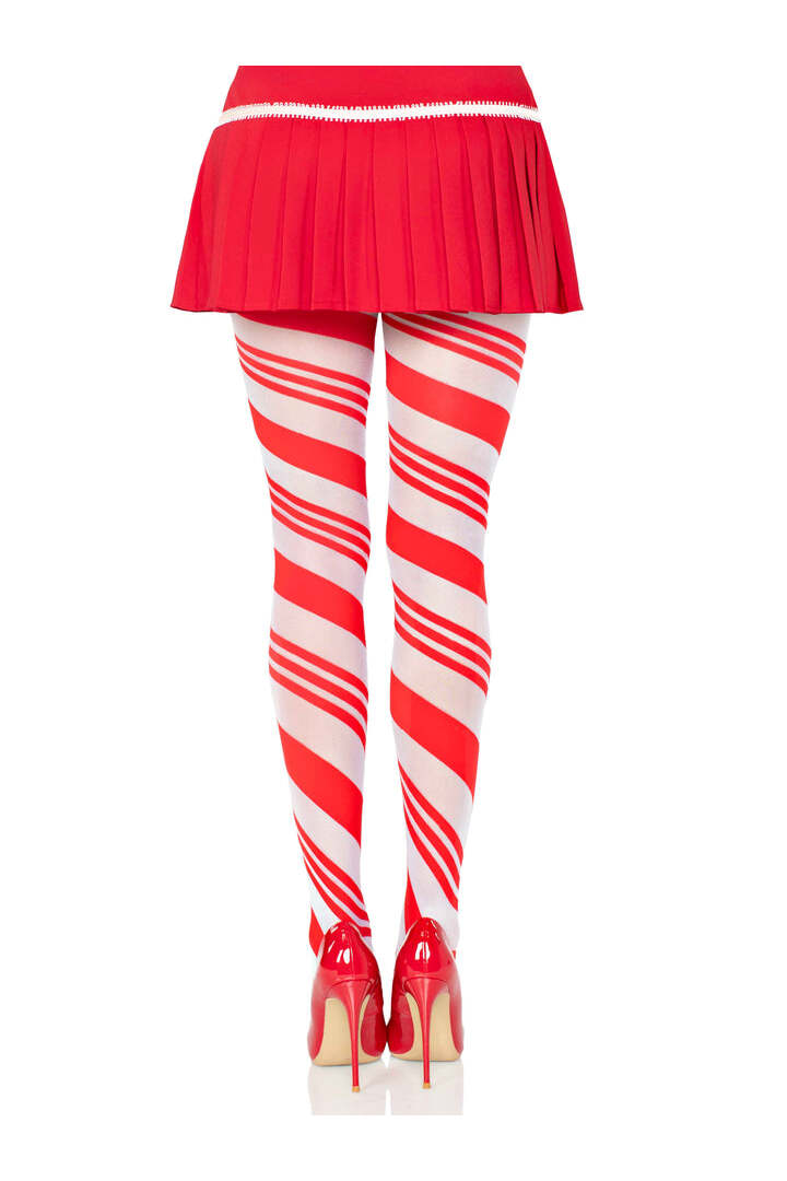 Leg Avenue Arya Sheer Candy Striped Tights Red/White in One Size