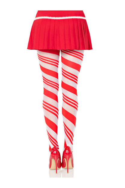 Leg Avenue Arya Sheer Candy Striped Tights Red/White in One Size
