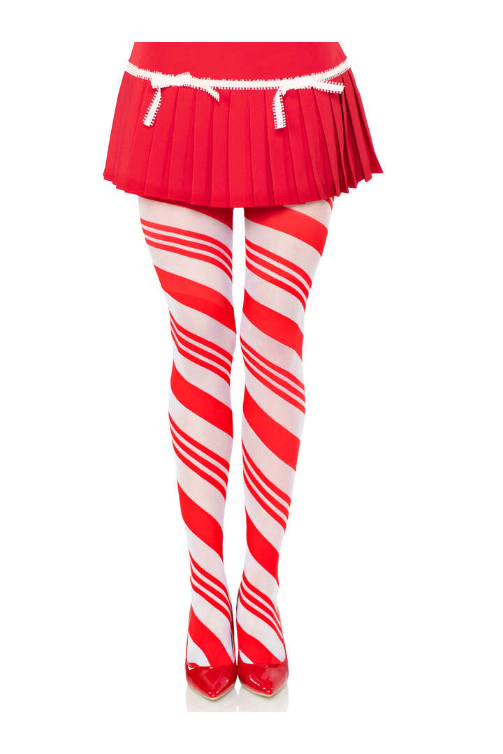Leg Avenue Arya Sheer Candy Striped Tights Red/White in One Size