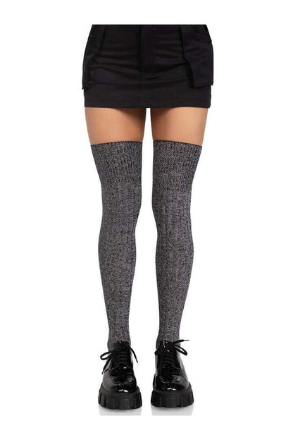 Leg Avenue Athena Heather Thigh High Stockings Grey in One Size 