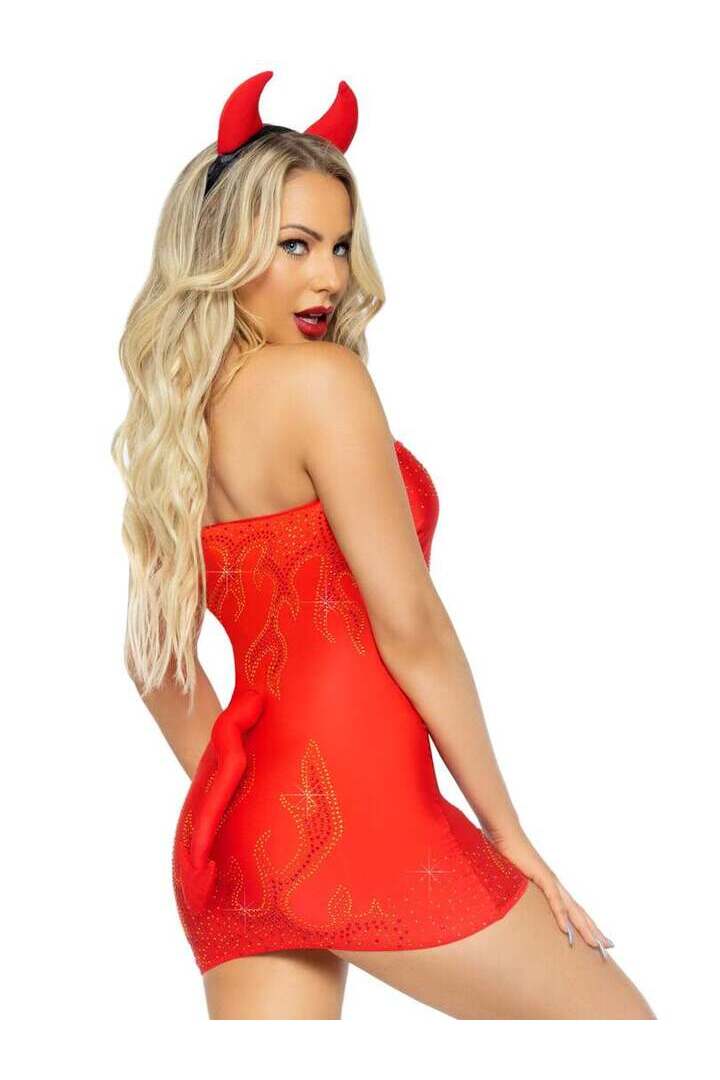 Leg Avenue Bedazzled Devil Costume in Red 3