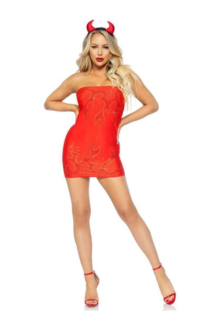 Leg Avenue Bedazzled Devil Costume in Red 4