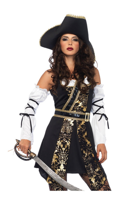 Leg Avenue Black Sea Buccaneer Costume Black/Gold  5