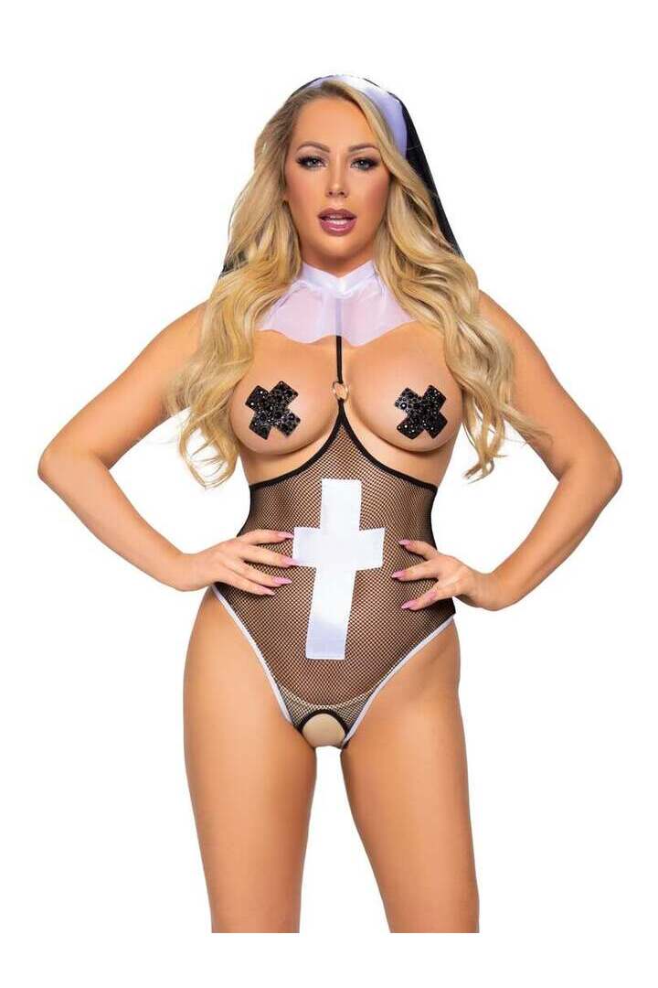 Leg Avenue Blessed Nun Bedroom Costume Black/White in One Size 2