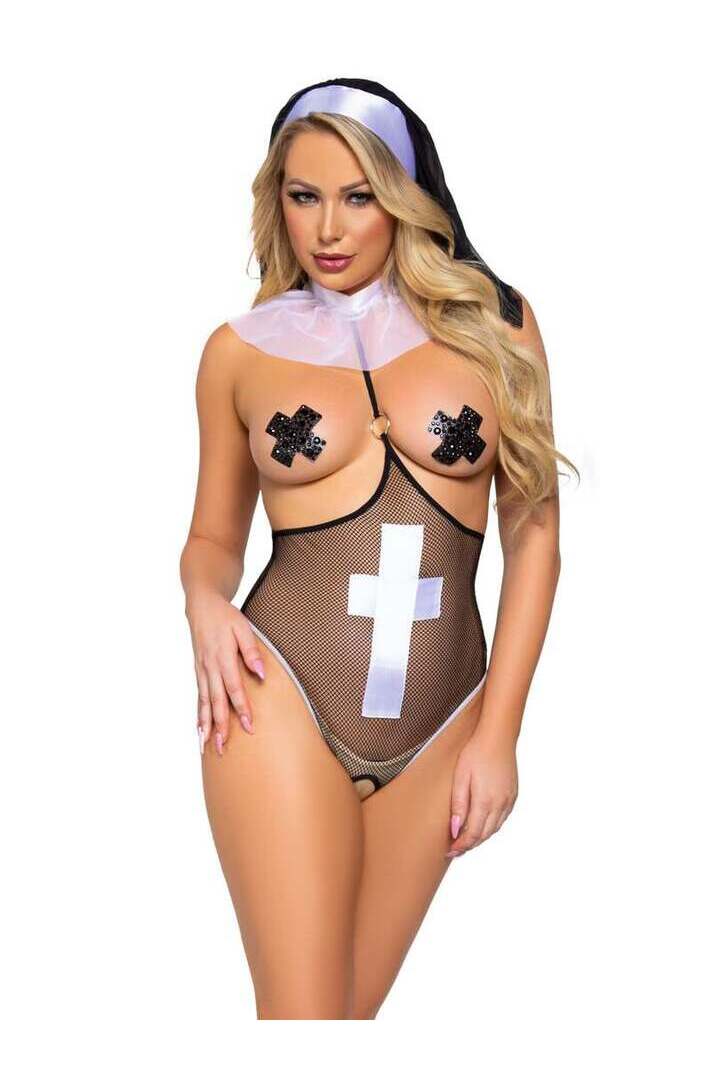 Leg Avenue Blessed Nun Bedroom Costume Black/White in One Size 4