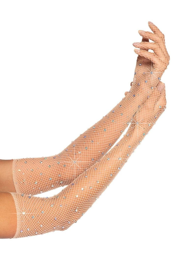 Leg Avenue Bling Ring Rhinestone Fishnet Gloves in One Size  3