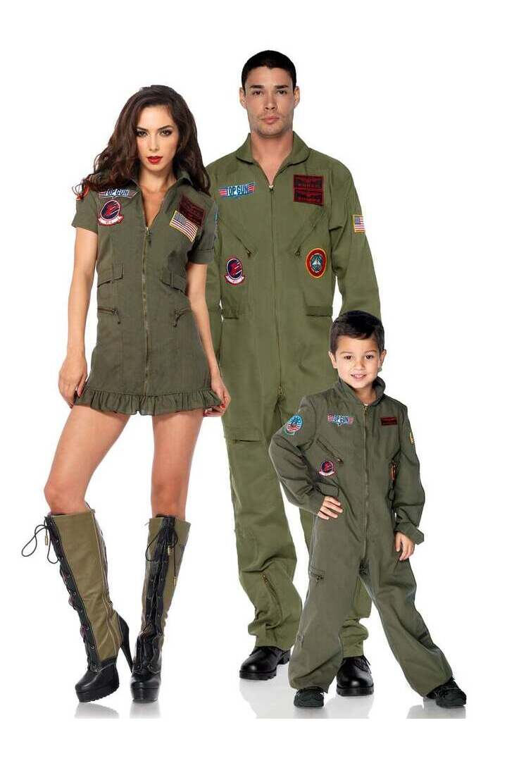 Leg Avenue Boy's Top Gun Flight Suit Costume in Green 2
