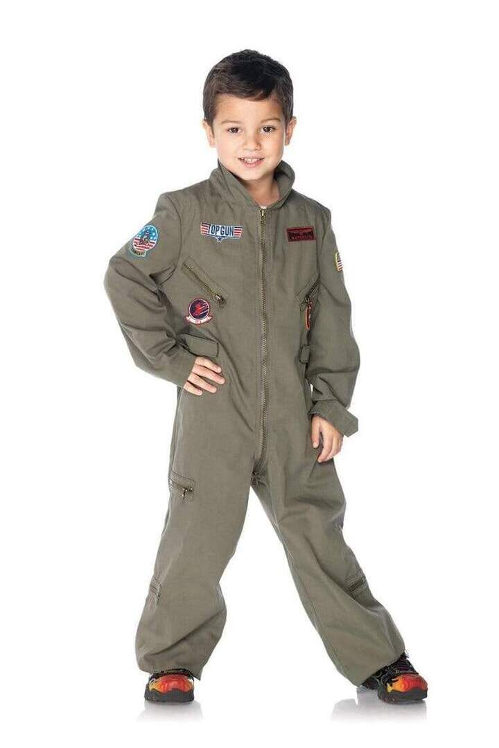 Leg Avenue Boy's Top Gun Flight Suit Costume in Green 3