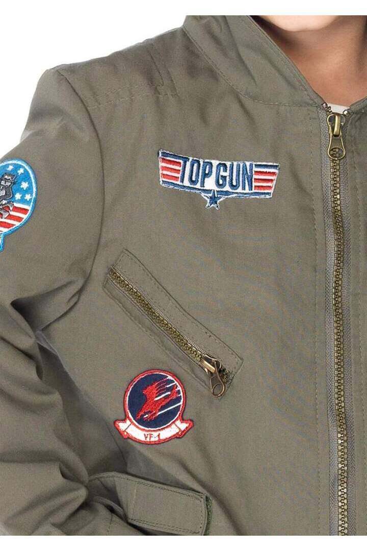 Leg Avenue Boy's Top Gun Flight Suit Costume in Green 4