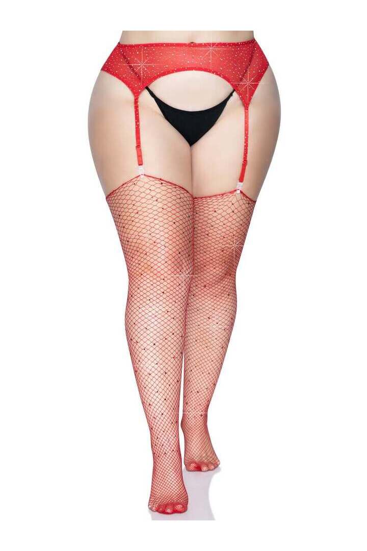 Leg Avenue Brielle Plus Rhinestone Fishnet Stockings in 1X/2X 10