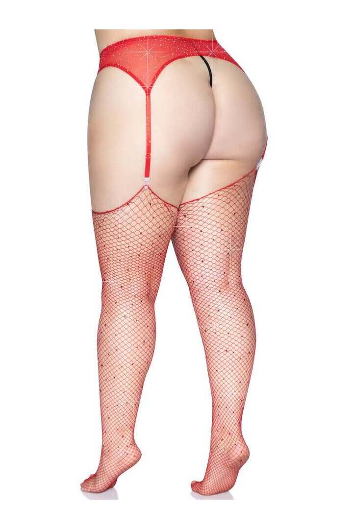 Leg Avenue Brielle Plus Rhinestone Fishnet Stockings in 1X/2X 11