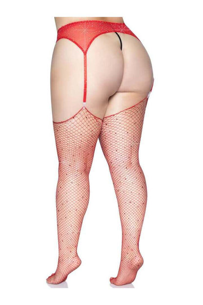 Leg Avenue Brielle Plus Rhinestone Fishnet Stockings in 1X/2X 11