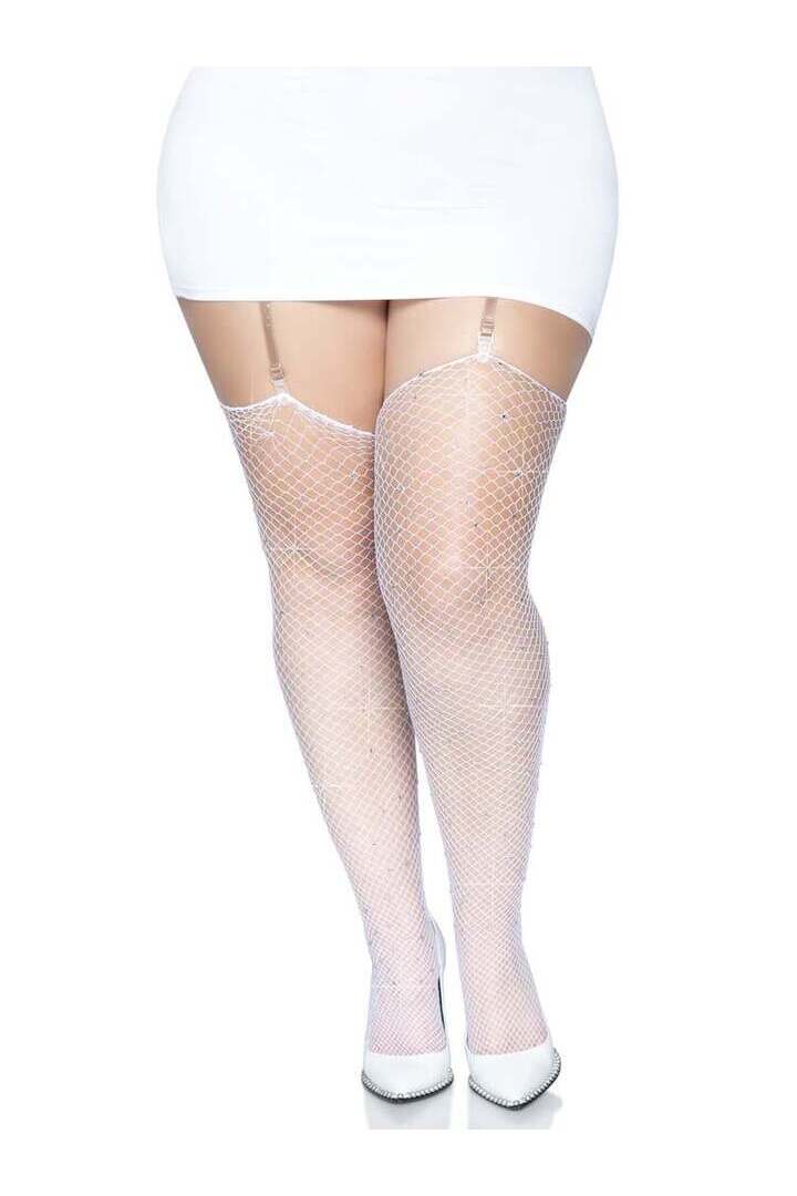 Leg Avenue Brielle Plus Rhinestone Fishnet Stockings in 1X/2X 4