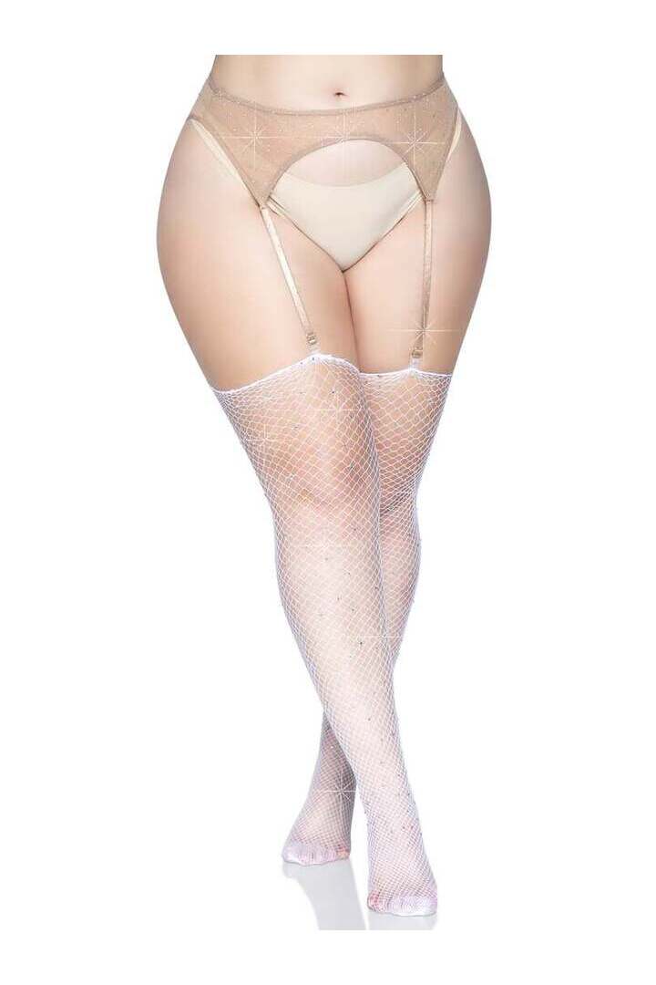 Leg Avenue Brielle Plus Rhinestone Fishnet Stockings in 1X/2X 5