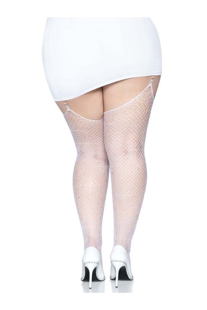 Leg Avenue Brielle Plus Rhinestone Fishnet Stockings in 1X/2X 7