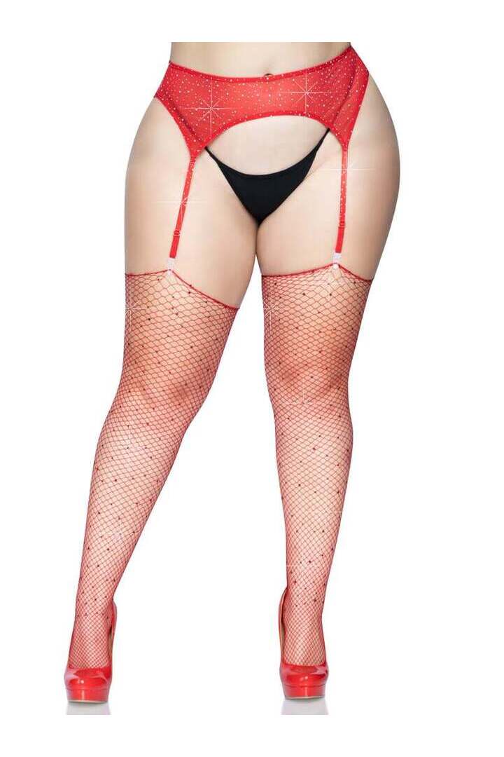 Leg Avenue Brielle Plus Rhinestone Fishnet Stockings in 1X/2X 8