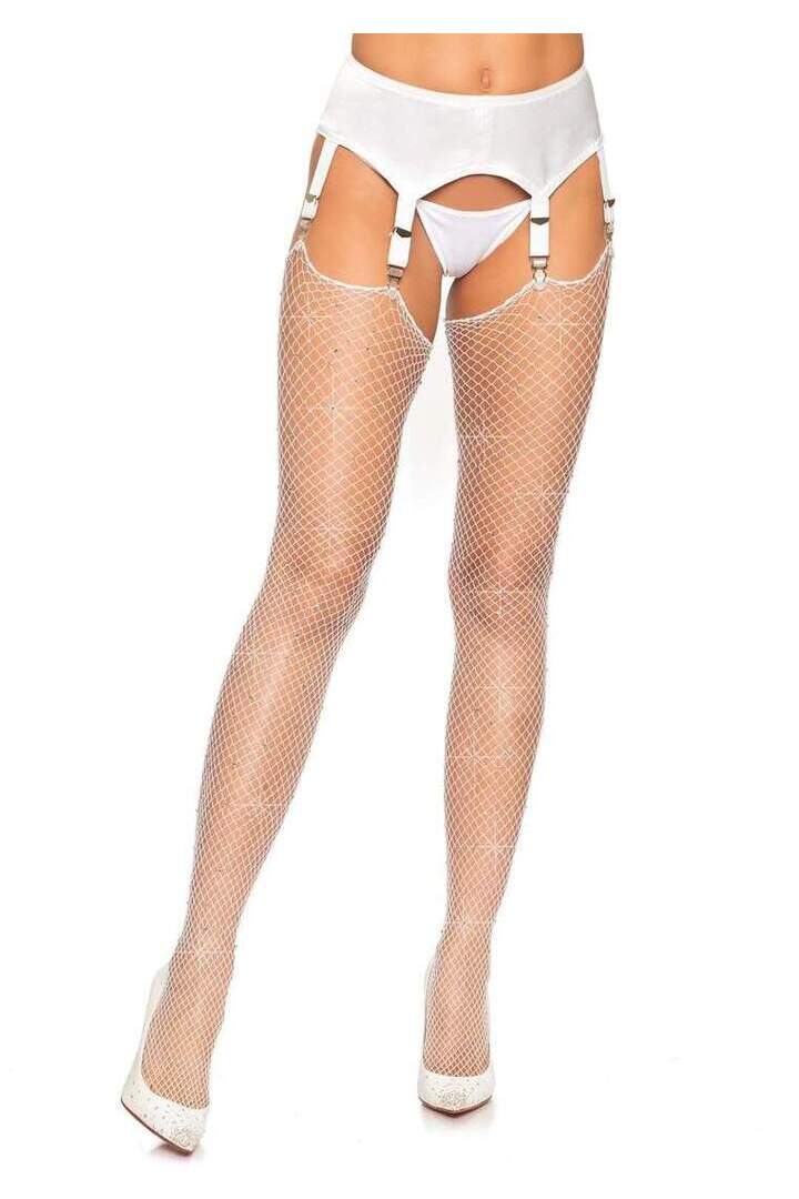 Leg Avenue Brielle Rhinestone Fishnet Stockings in One Size 2