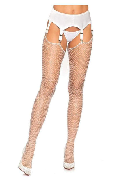Leg Avenue Brielle Rhinestone Fishnet Stockings in One Size 2