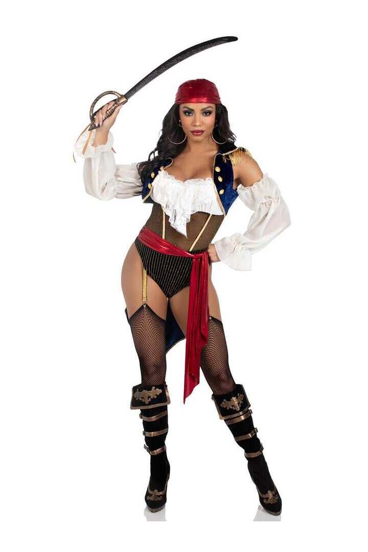 Leg Avenue Buccaneer Beauty Pirate Costume in Red/White/Blue 4