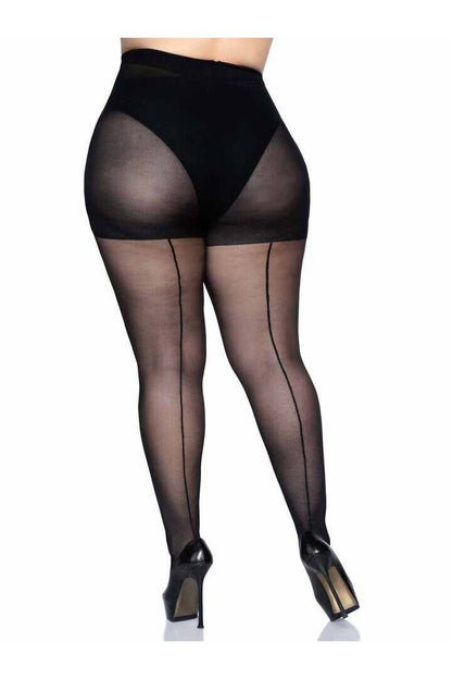 Leg Avenue Cadi Plus Sheer Backseam Pantyhose in 1X/2X 3