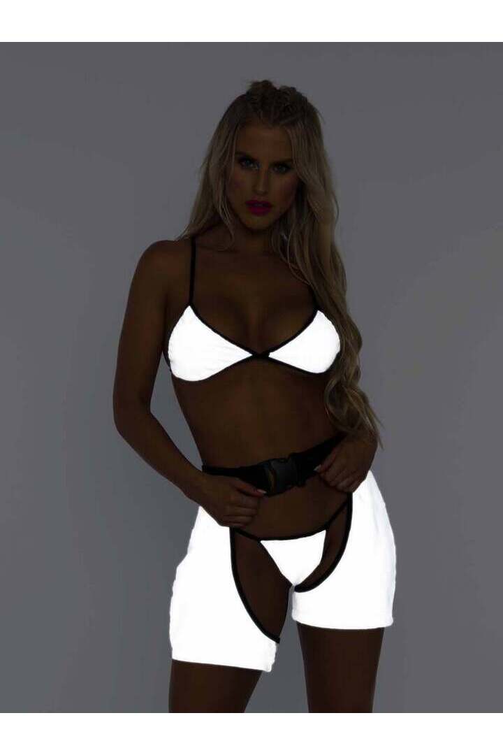 Leg Avenue Came to Party Reflective Bikini Set in Silver 4