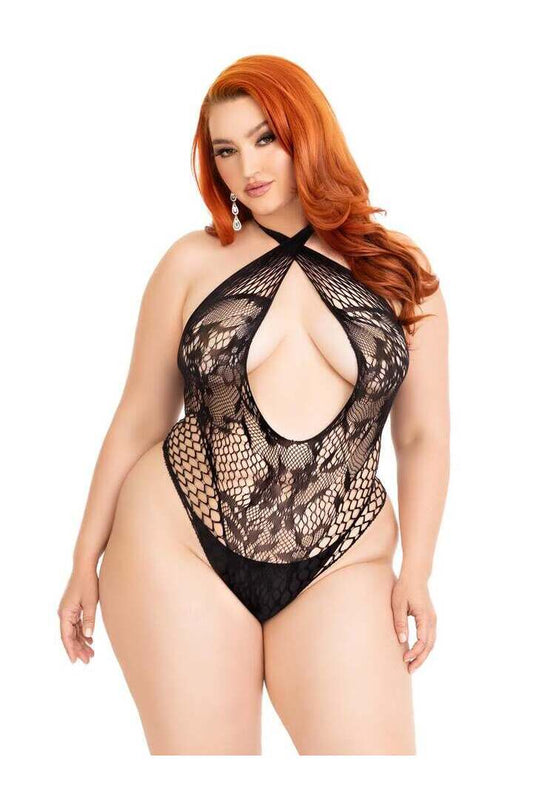 Leg Avenue Can't Say No Plus Lace Teddy in 1X/2X 