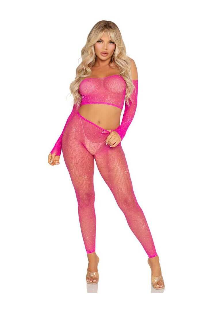 Leg Avenue Captivating Crush Crop Top and Leggings Set in One Size 15