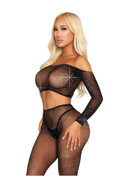 Leg Avenue Captivating Crush Crop Top and Leggings Set in One Size 2
