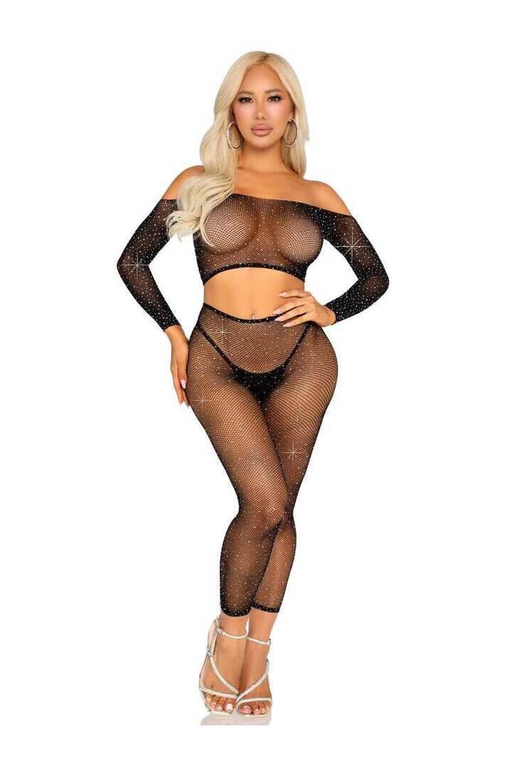 Leg Avenue Captivating Crush Crop Top and Leggings Set in One Size 4