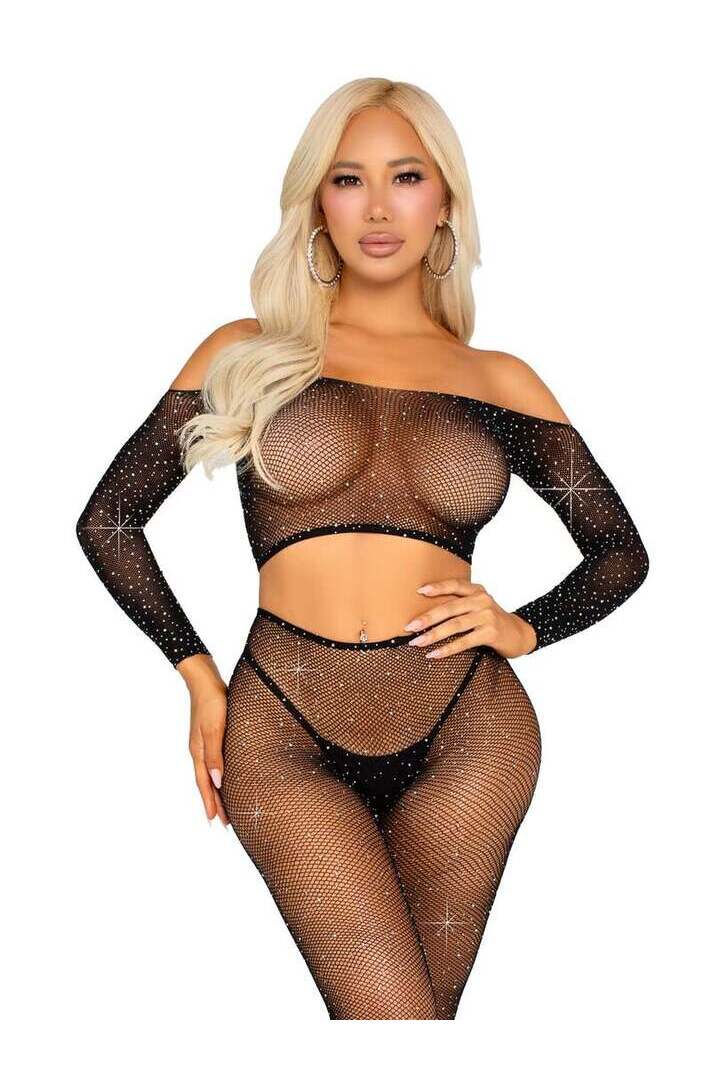 Leg Avenue Captivating Crush Crop Top and Leggings Set in One Size 