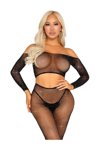 Leg Avenue Captivating Crush Crop Top and Leggings Set in One Size 