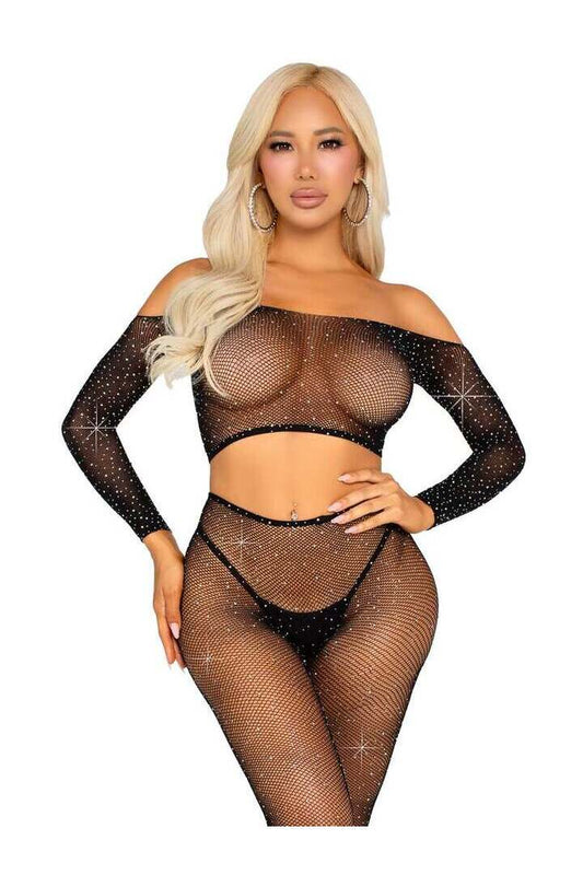 Leg Avenue Captivating Crush Crop Top and Leggings Set in One Size 