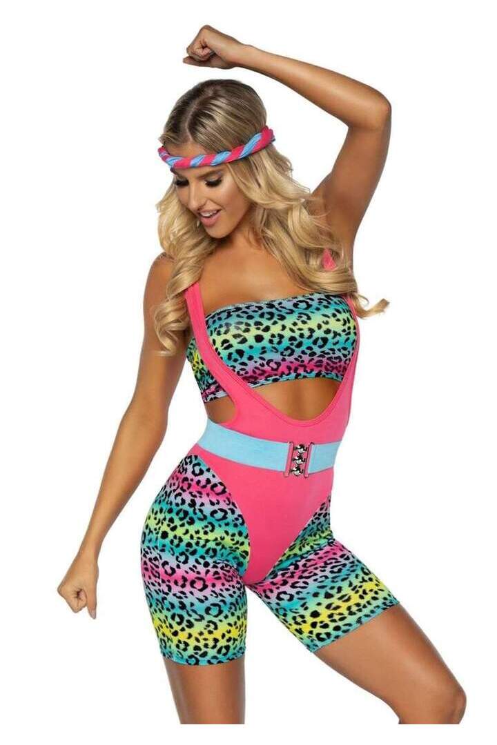 Leg Avenue Cardio Cutie 80's Costume in Rainbow 2