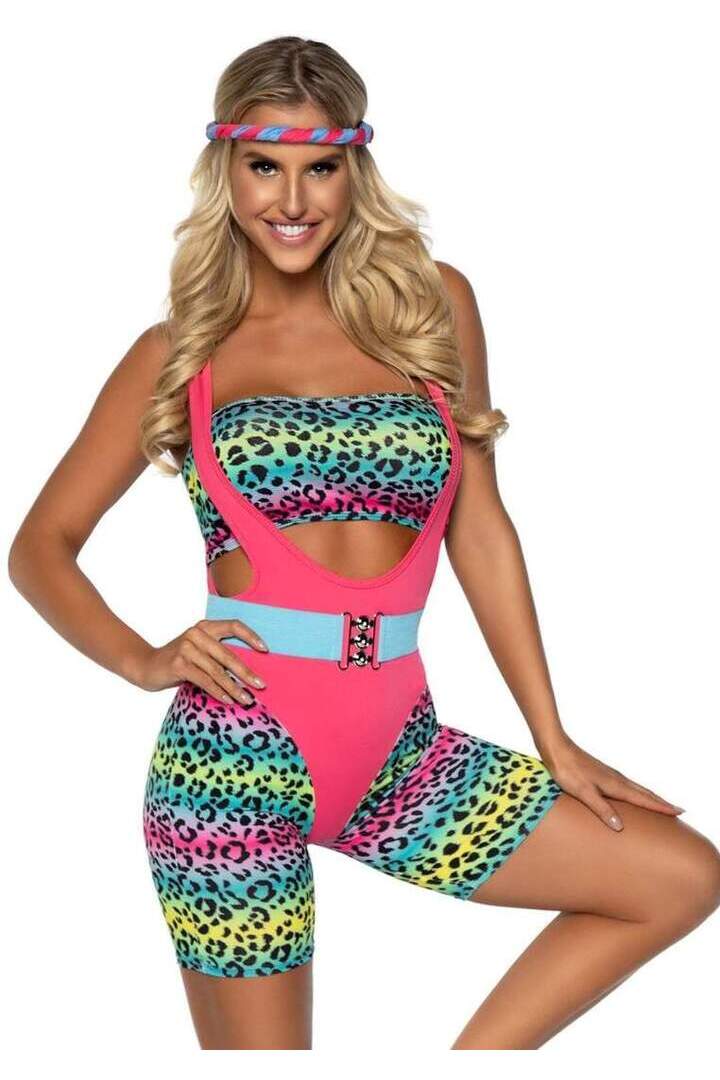 Leg Avenue Cardio Cutie 80's Costume in Rainbow 