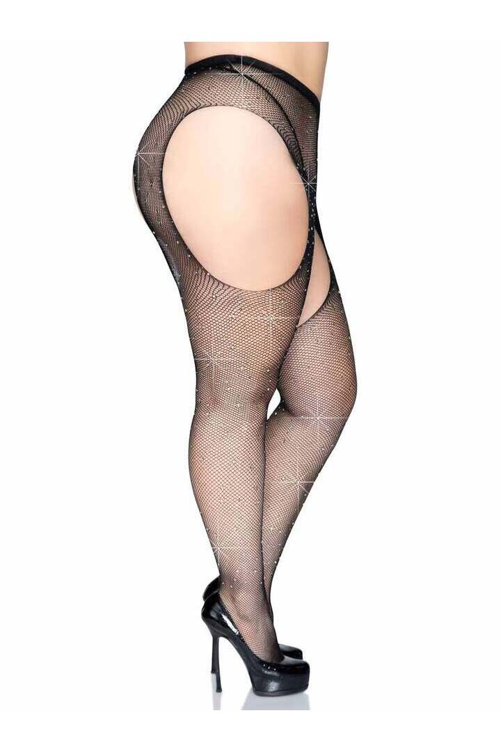 Leg Avenue Casey Plus Rhinestone Fishnet Pantyhose in 1X/2X 2