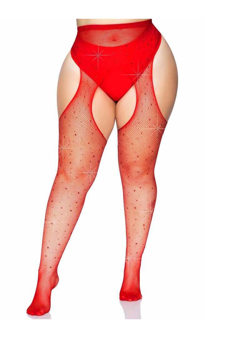 Leg Avenue Casey Plus Rhinestone Fishnet Pantyhose in 1X/2X 4