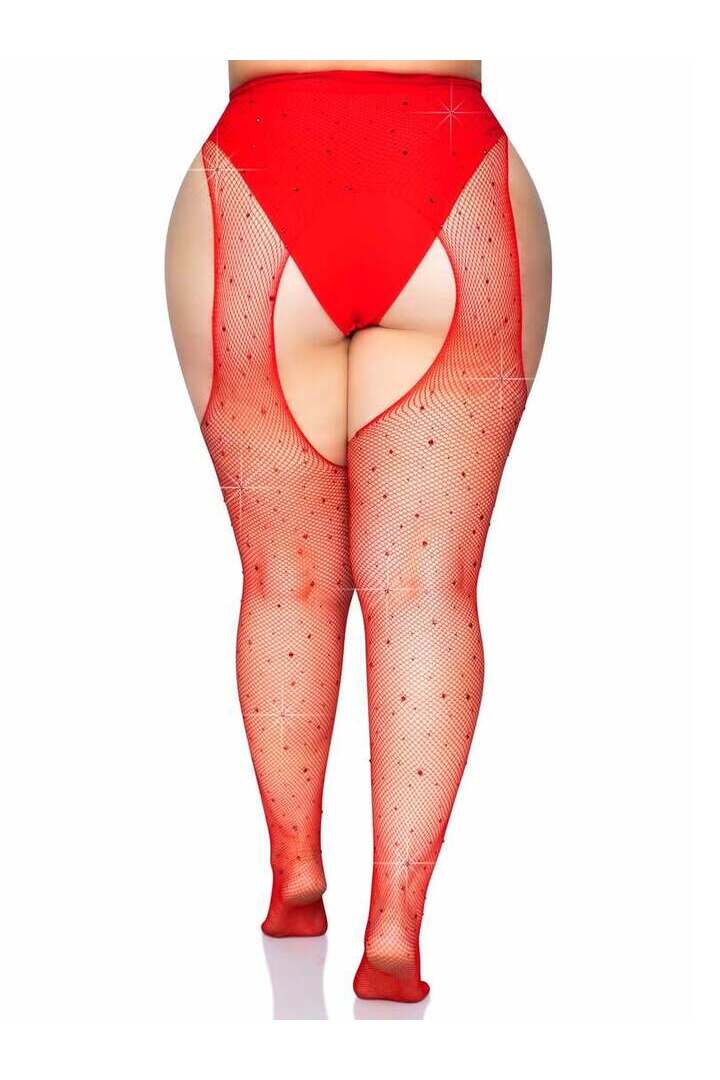Leg Avenue Casey Plus Rhinestone Fishnet Pantyhose in 1X/2X 5