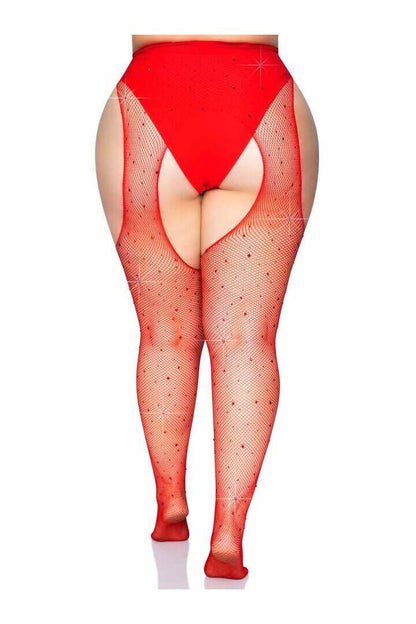 Leg Avenue Casey Plus Rhinestone Fishnet Pantyhose in 1X/2X 5
