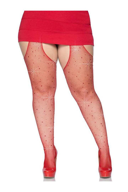 Leg Avenue Casey Plus Rhinestone Fishnet Pantyhose in 1X/2X 7