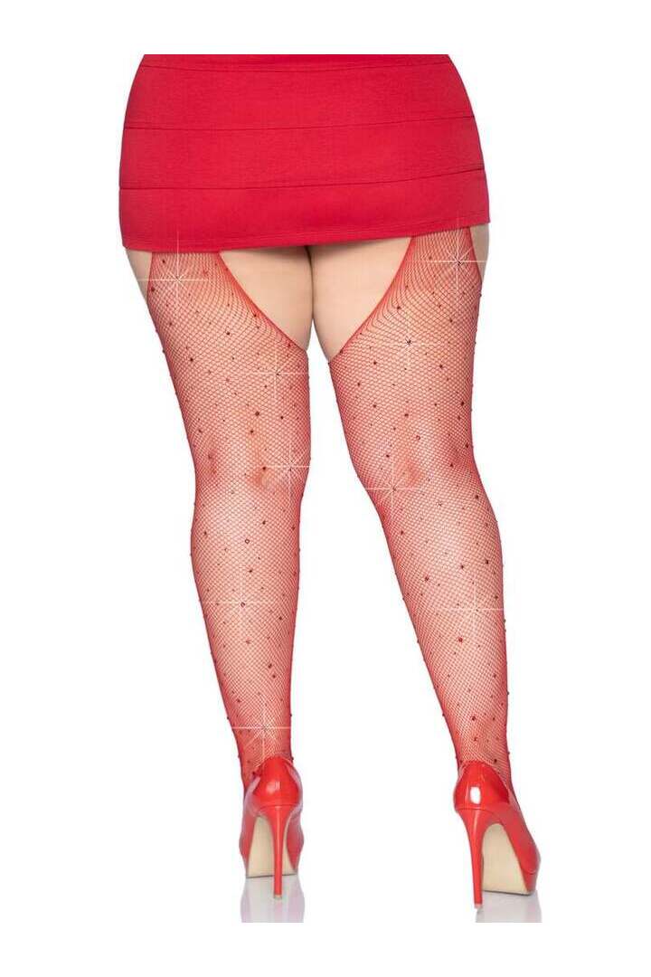 Leg Avenue Casey Plus Rhinestone Fishnet Pantyhose in 1X/2X 8