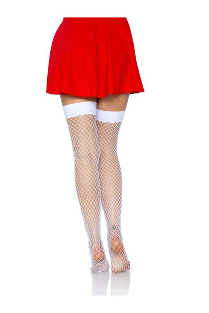 Leg Avenue Cece Nurse Industrial Net Tights White/Red in One Size 4