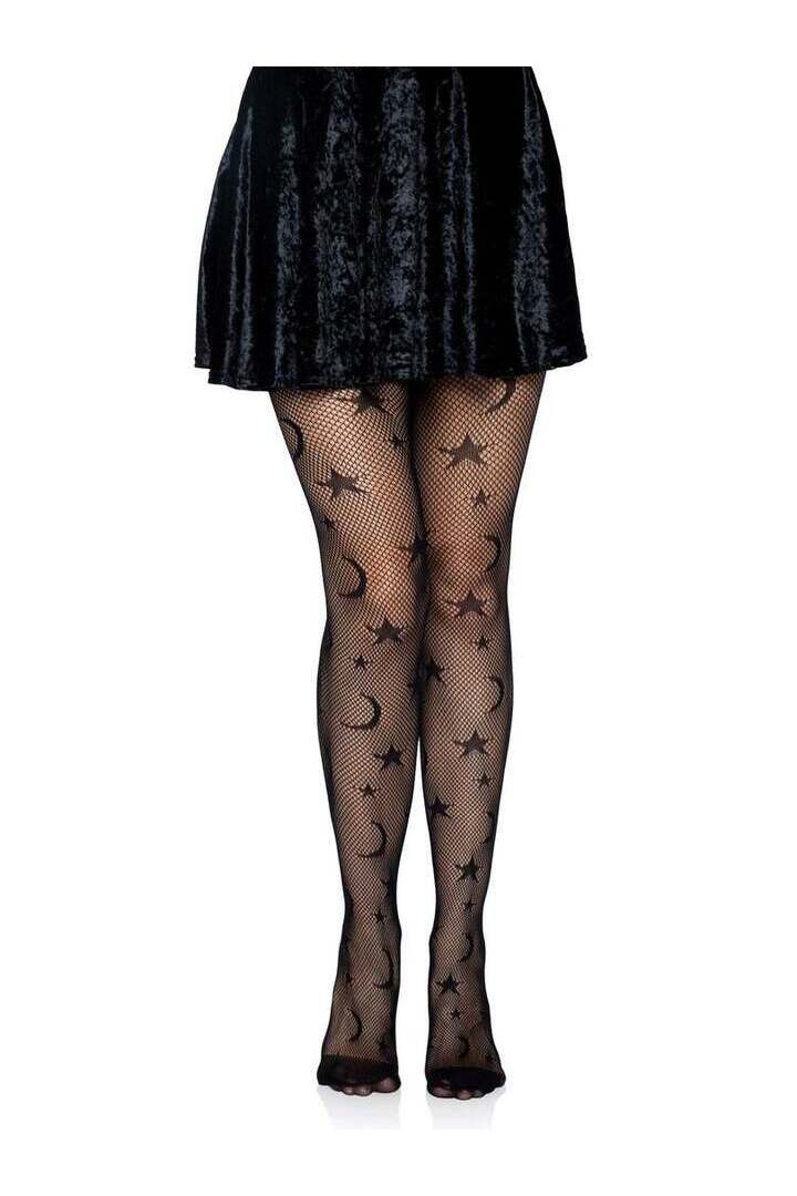 Leg Avenue Celestial Fishnet Tights Black in One Size 2