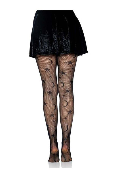 Leg Avenue Celestial Fishnet Tights Black in One Size 3