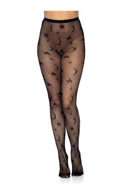 Leg Avenue Celestial Fishnet Tights Black in One Size 4