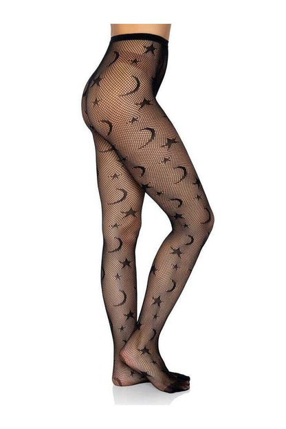 Leg Avenue Celestial Fishnet Tights Black in One Size 5